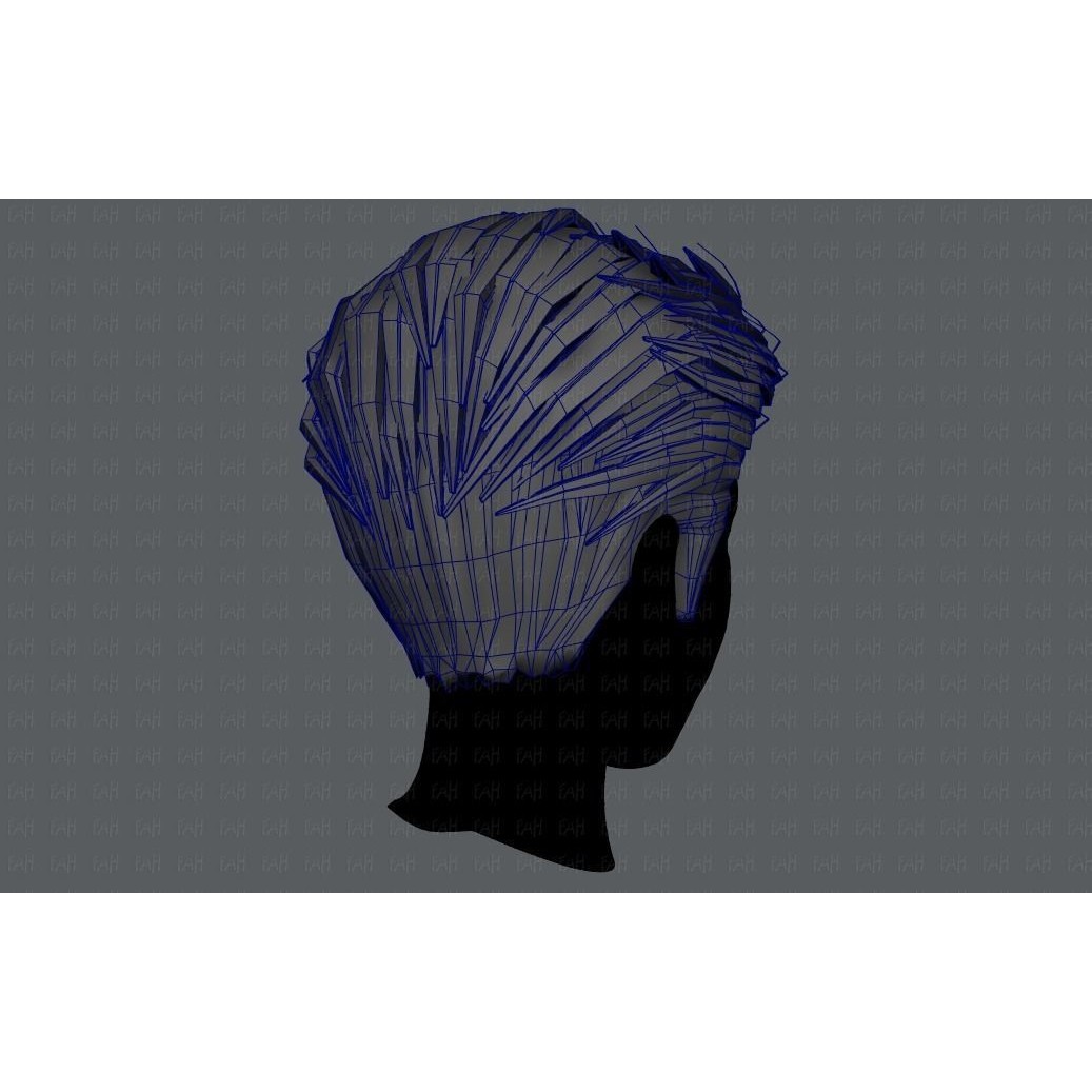 Cartoon Male Hair 3D Model – Low Poly Animation Asset, FBX - View 32