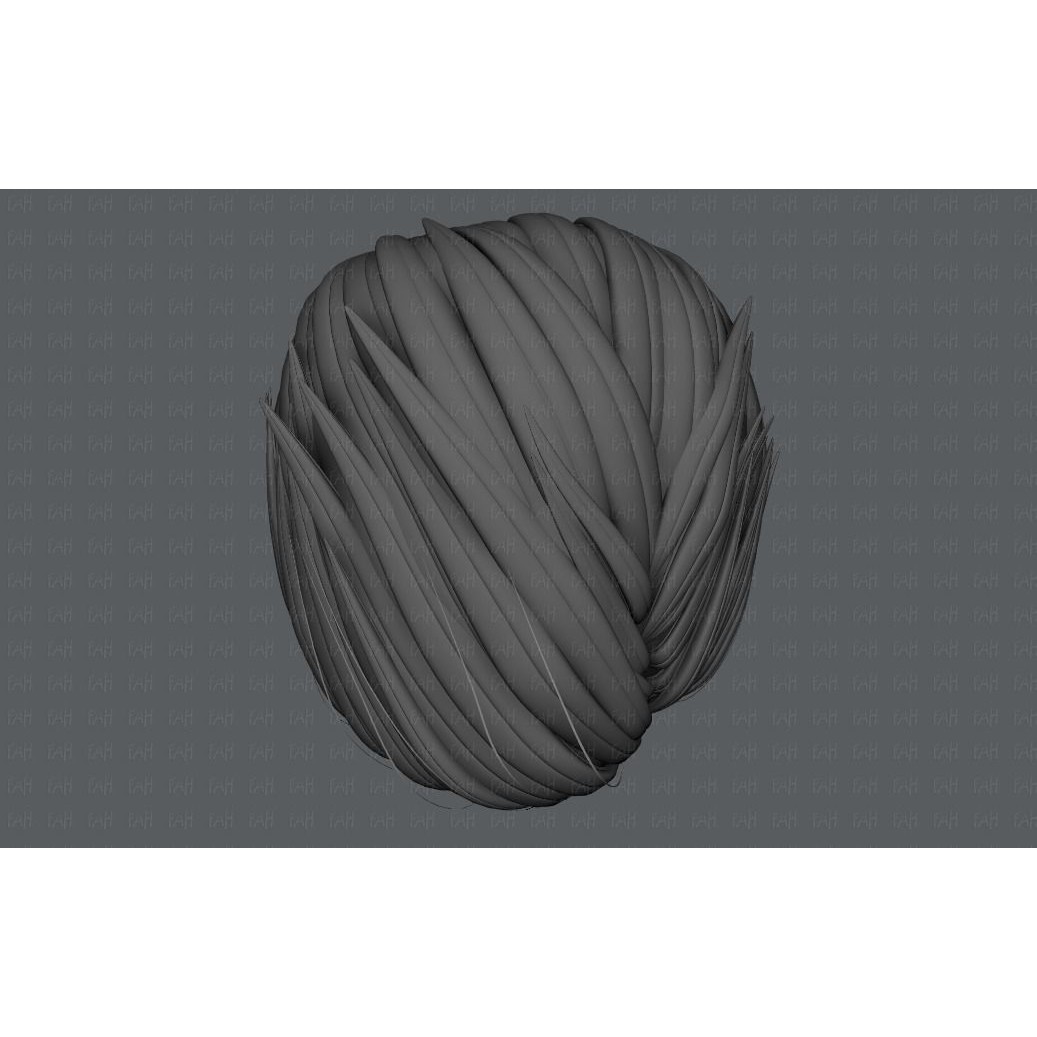 Cartoon Male Hair 3D Model – Low Poly Animation Asset, FBX - View 35