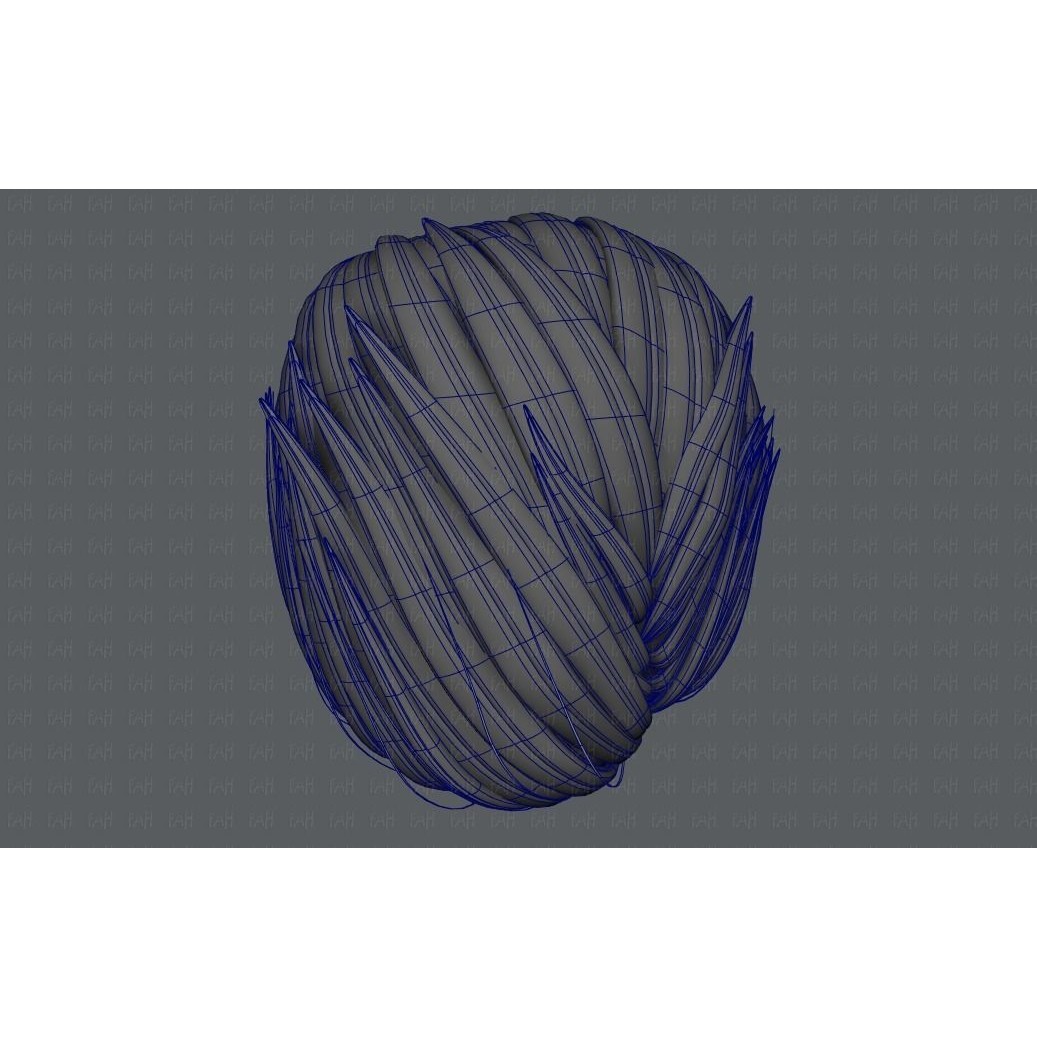 Cartoon Male Hair 3D Model – Low Poly Animation Asset, FBX - View 36