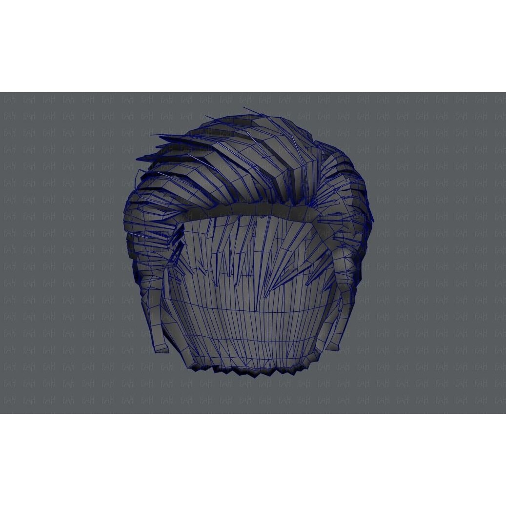 Cartoon Male Hair 3D Model – Low Poly Animation Asset, FBX - View 42