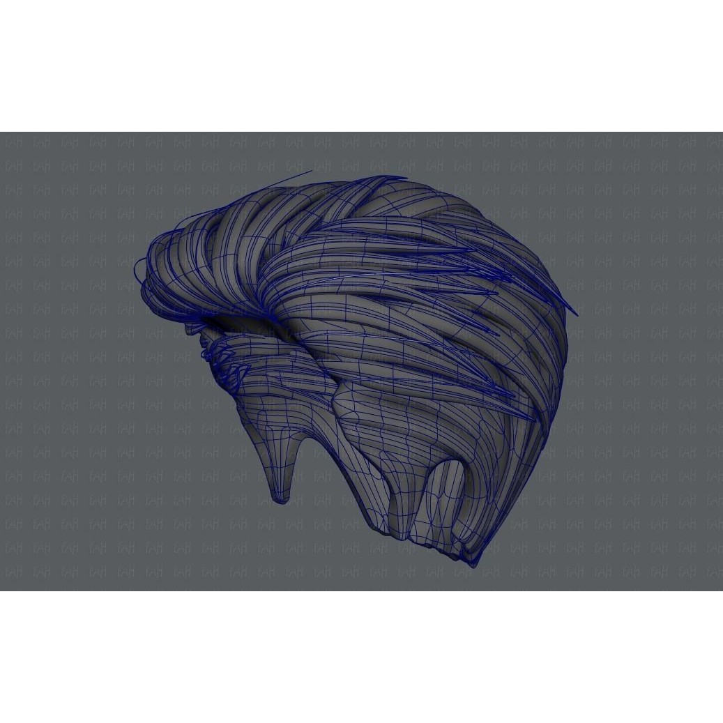 Cartoon Male Hair 3D Model – Low Poly Animation Asset, FBX - View 44