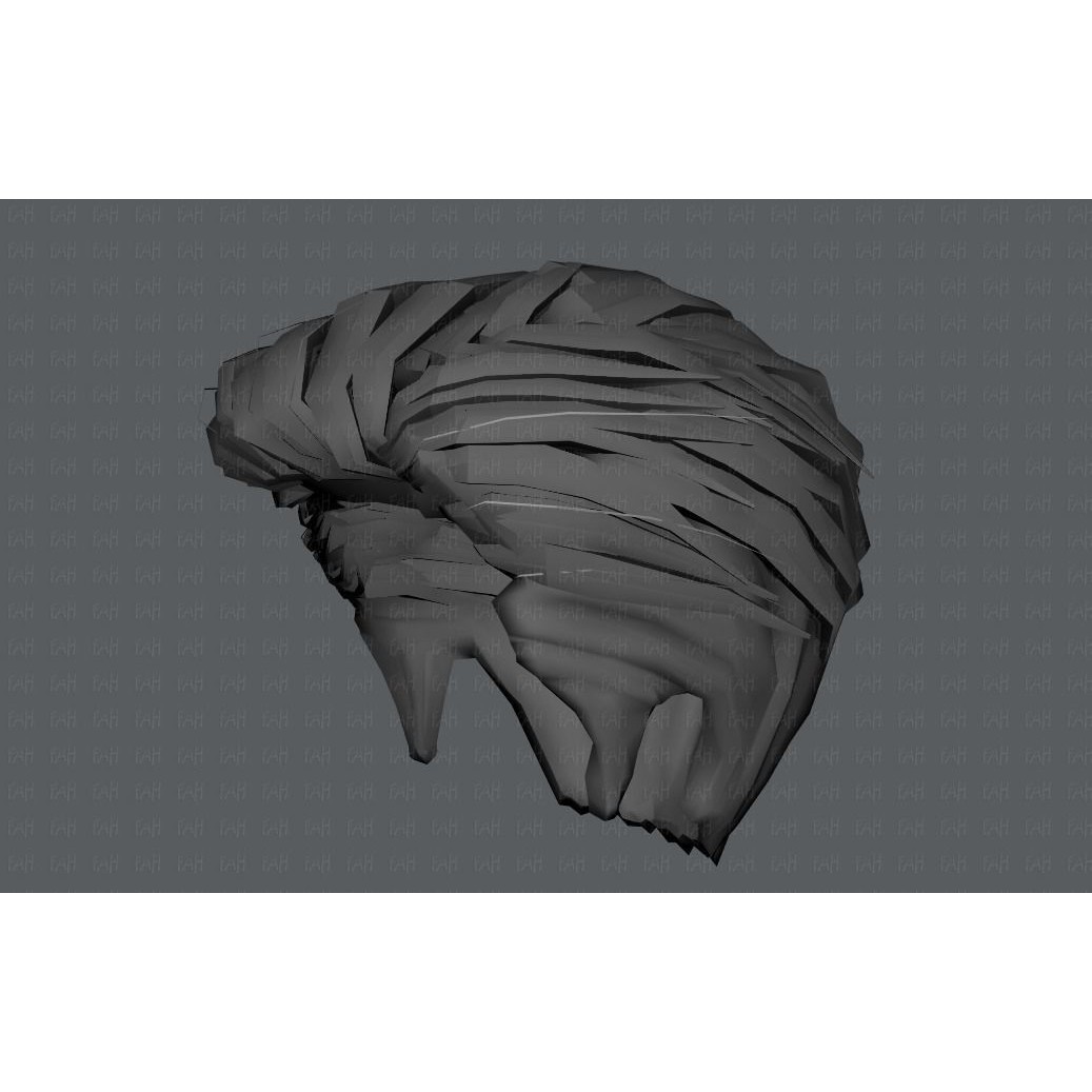 Cartoon Male Hair 3D Model – Low Poly Animation Asset, FBX - View 45