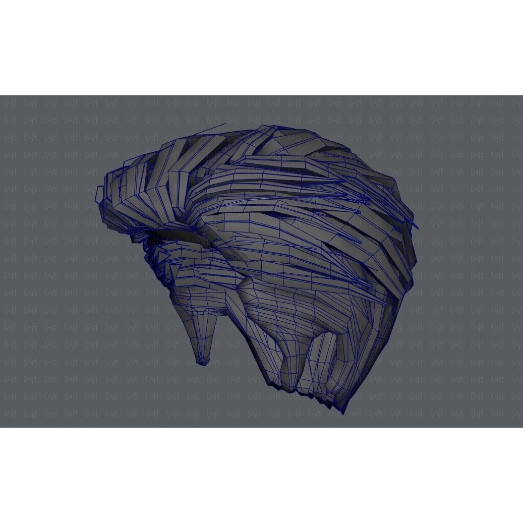 Cartoon Male Hair 3D Model – Low Poly Animation Asset, FBX - View 46