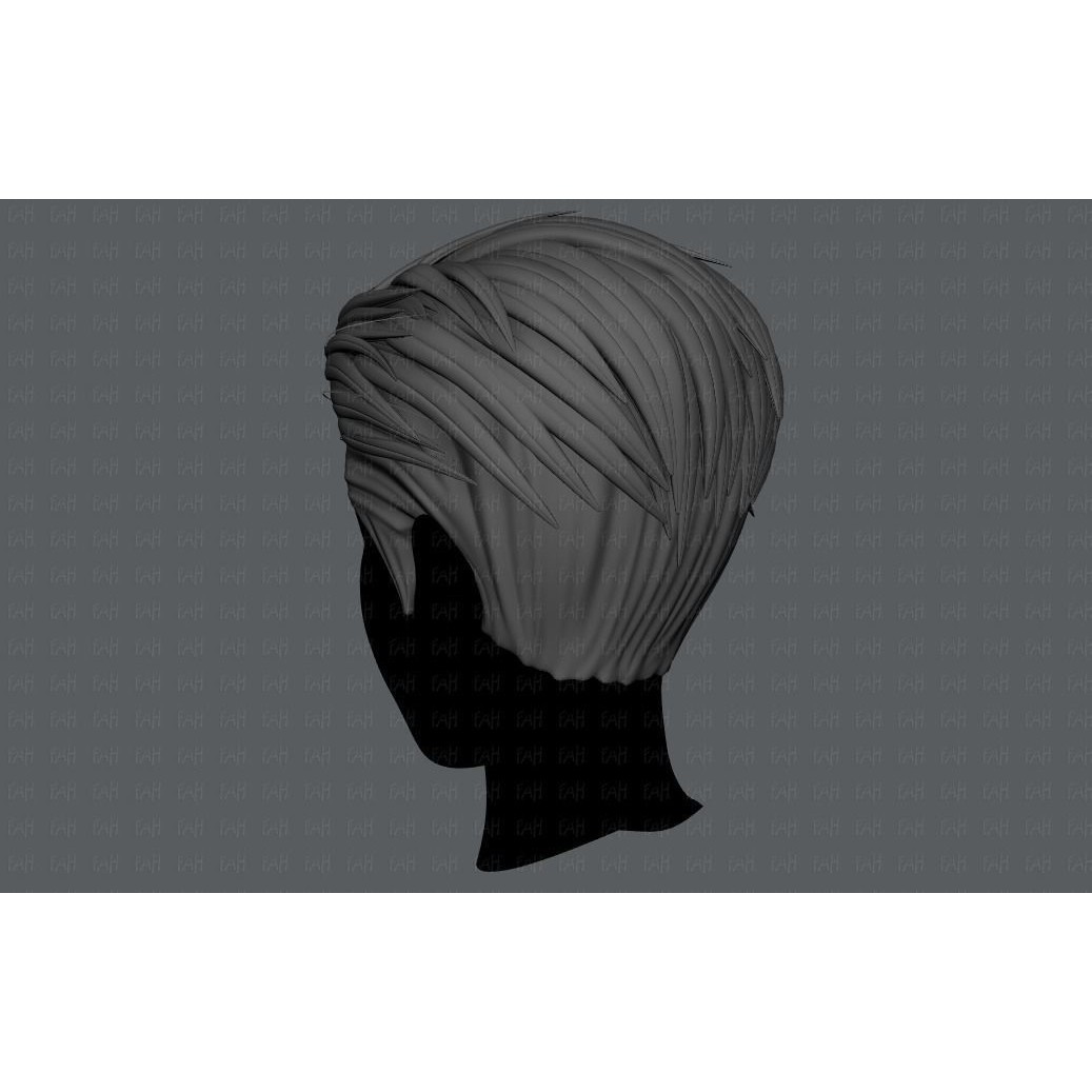 Cartoon Male Hair 3D Model – Low Poly Animation Asset, FBX - View 6