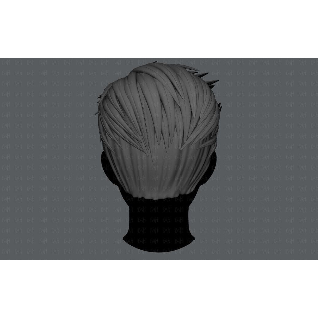 Cartoon Male Hair 3D Model – Low Poly Animation Asset, FBX - View 7