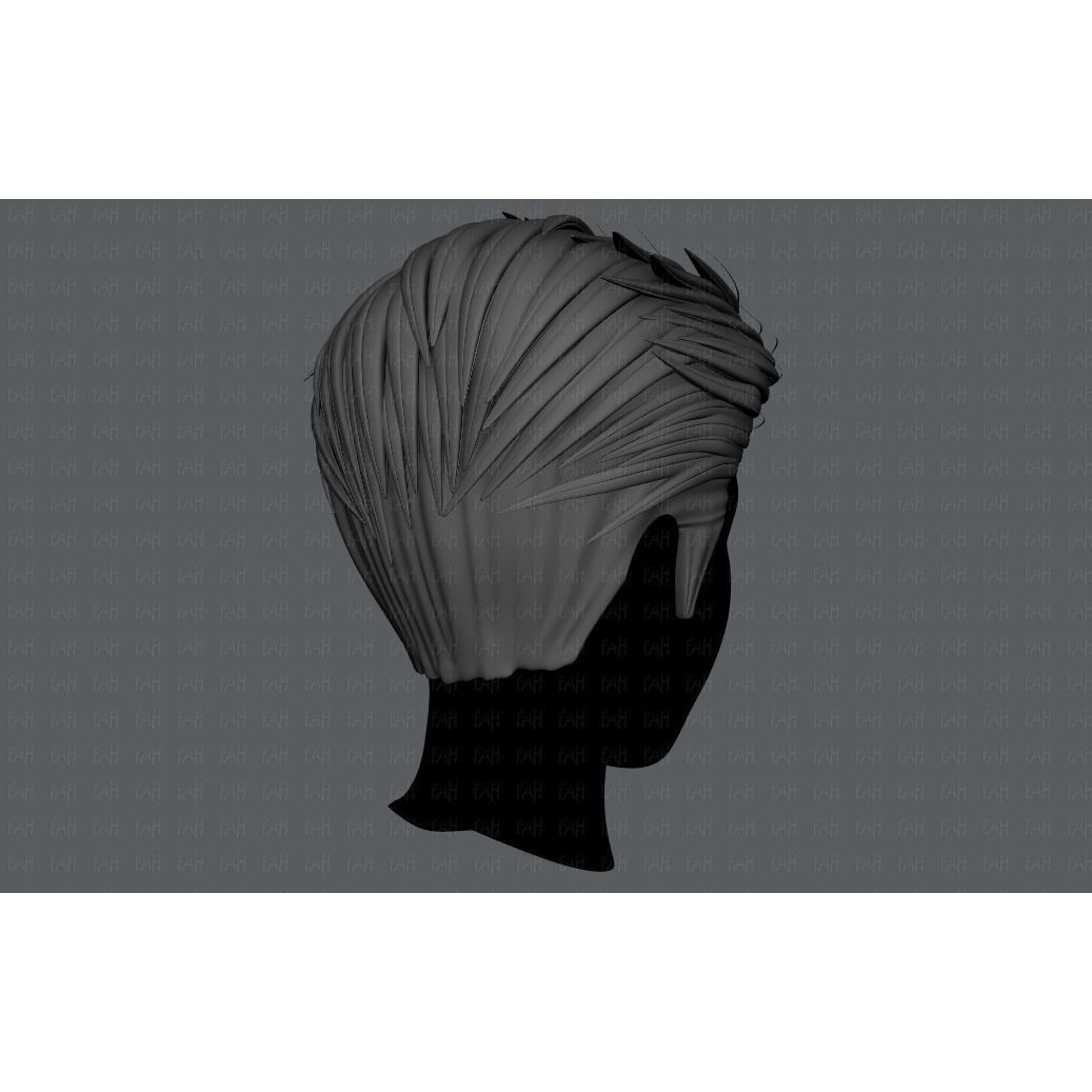 Cartoon Male Hair 3D Model – Low Poly Animation Asset, FBX - View 8