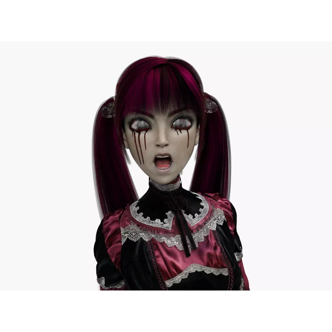 Gothic Girl 3D Model – Low Poly Character, Rigged, PBR, FBX - View 12