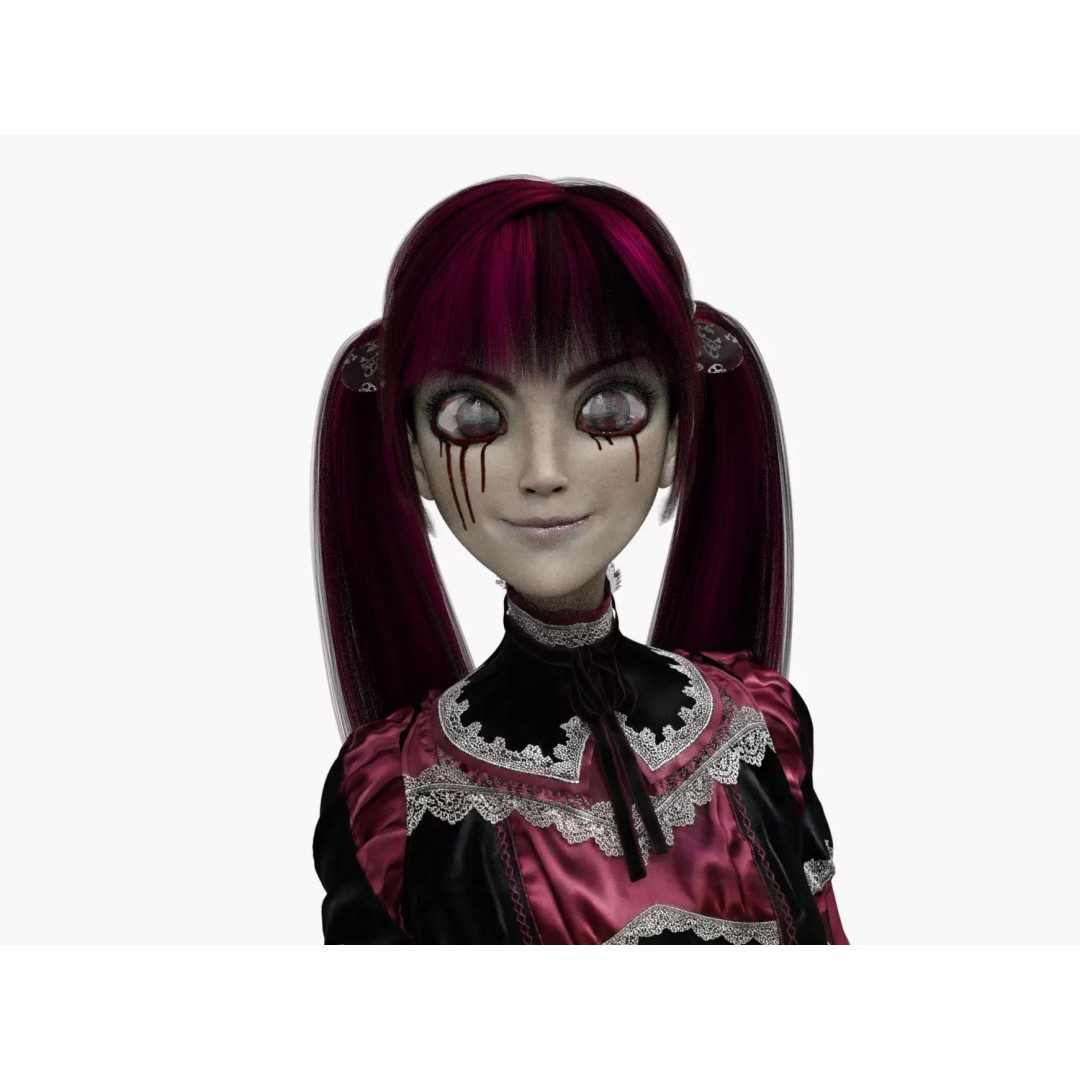 Gothic Girl 3D Model – Low Poly Character, Rigged, PBR, FBX - View 13