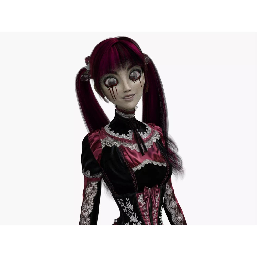 Gothic Girl 3D Model – Low Poly Character, Rigged, PBR, FBX - View 16