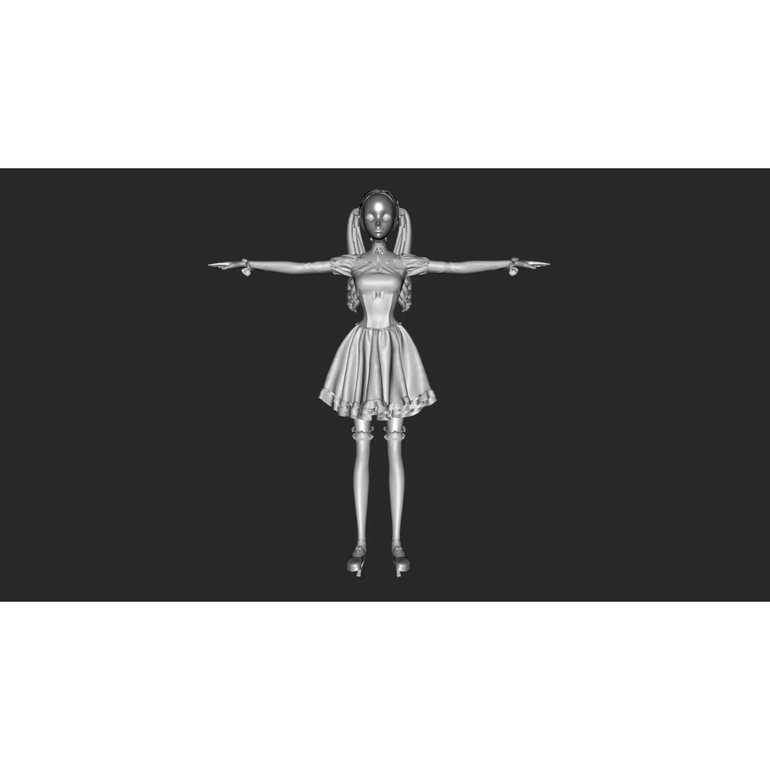 Gothic Girl 3D Model – Low Poly Character, Rigged, PBR, FBX - View 26