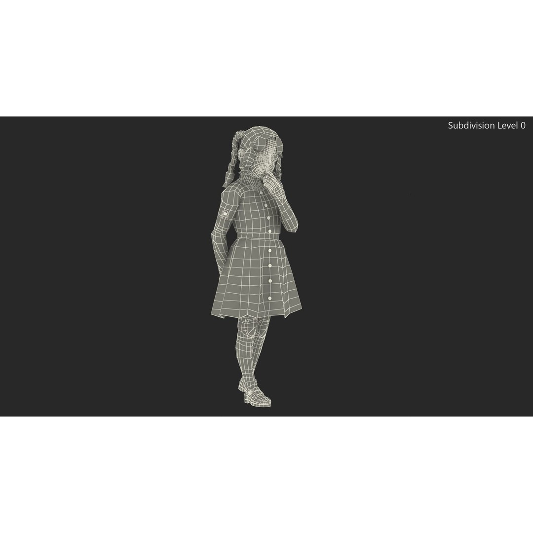 Child Girl 3D Model – Casual Fashion Character, PBR Textures - View 15