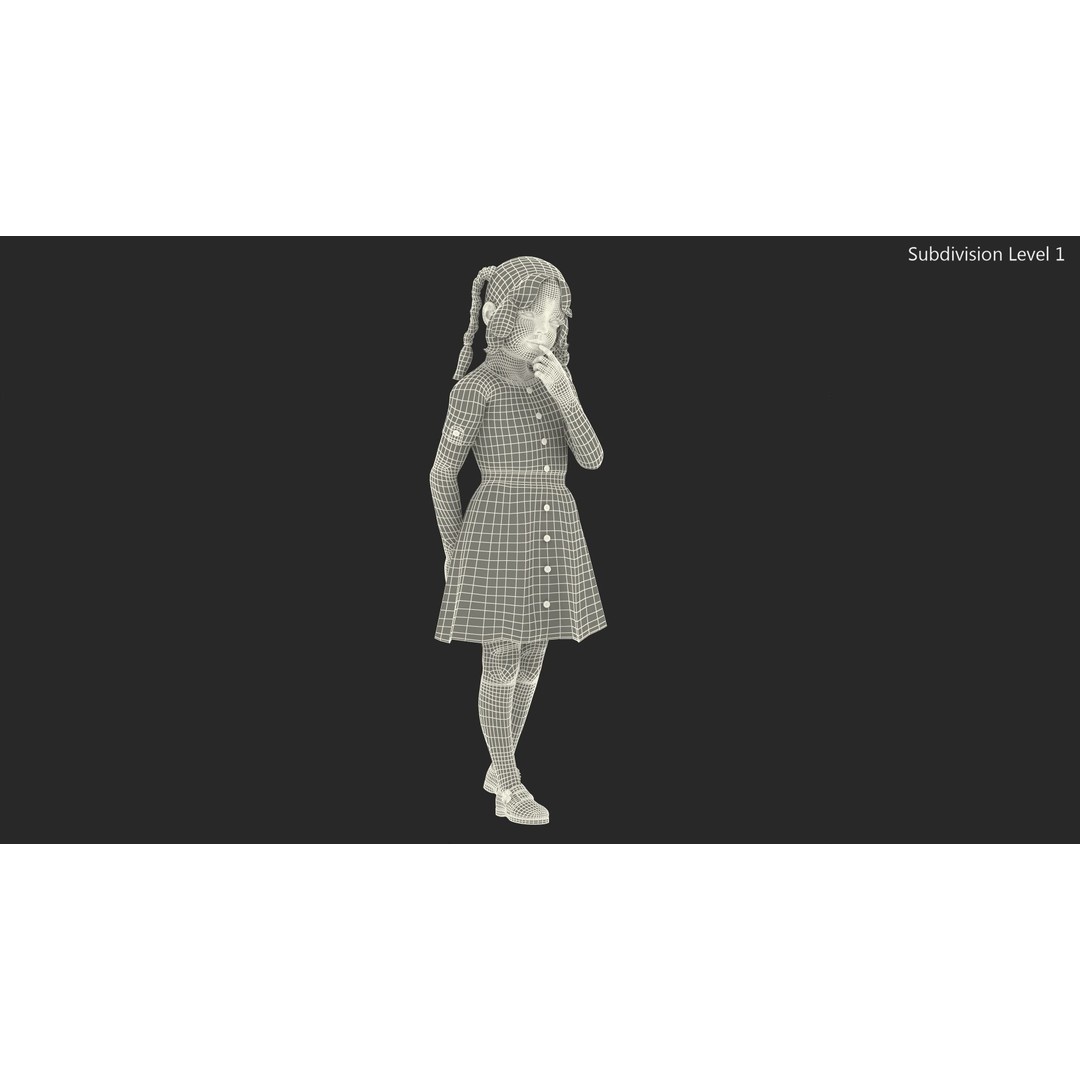 Child Girl 3D Model – Casual Fashion Character, PBR Textures - View 16