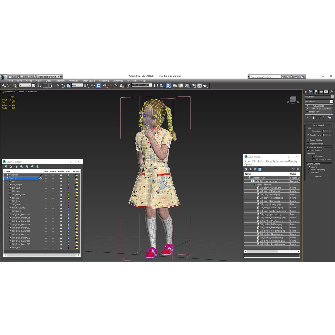 Child Girl 3D Model – Casual Fashion Character, PBR Textures - View 19