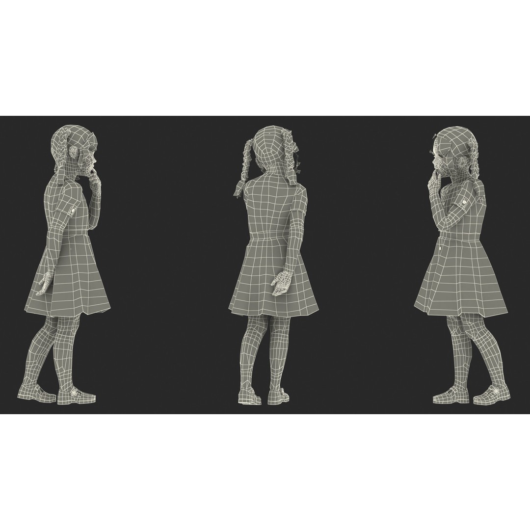 Child Girl 3D Model – Casual Fashion Character, PBR Textures - View 20
