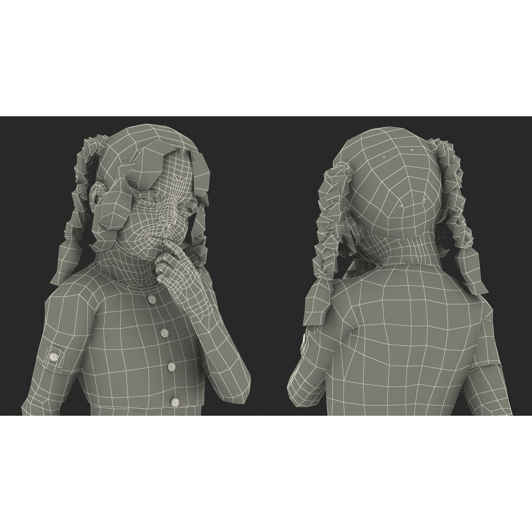 Child Girl 3D Model – Casual Fashion Character, PBR Textures - View 21