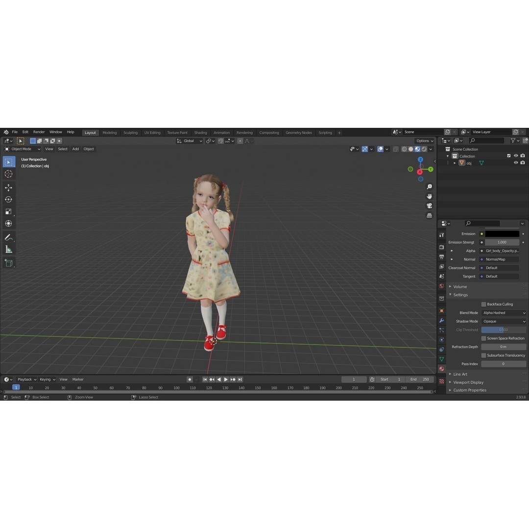 Child Girl 3D Model – Casual Fashion Character, PBR Textures - View 24