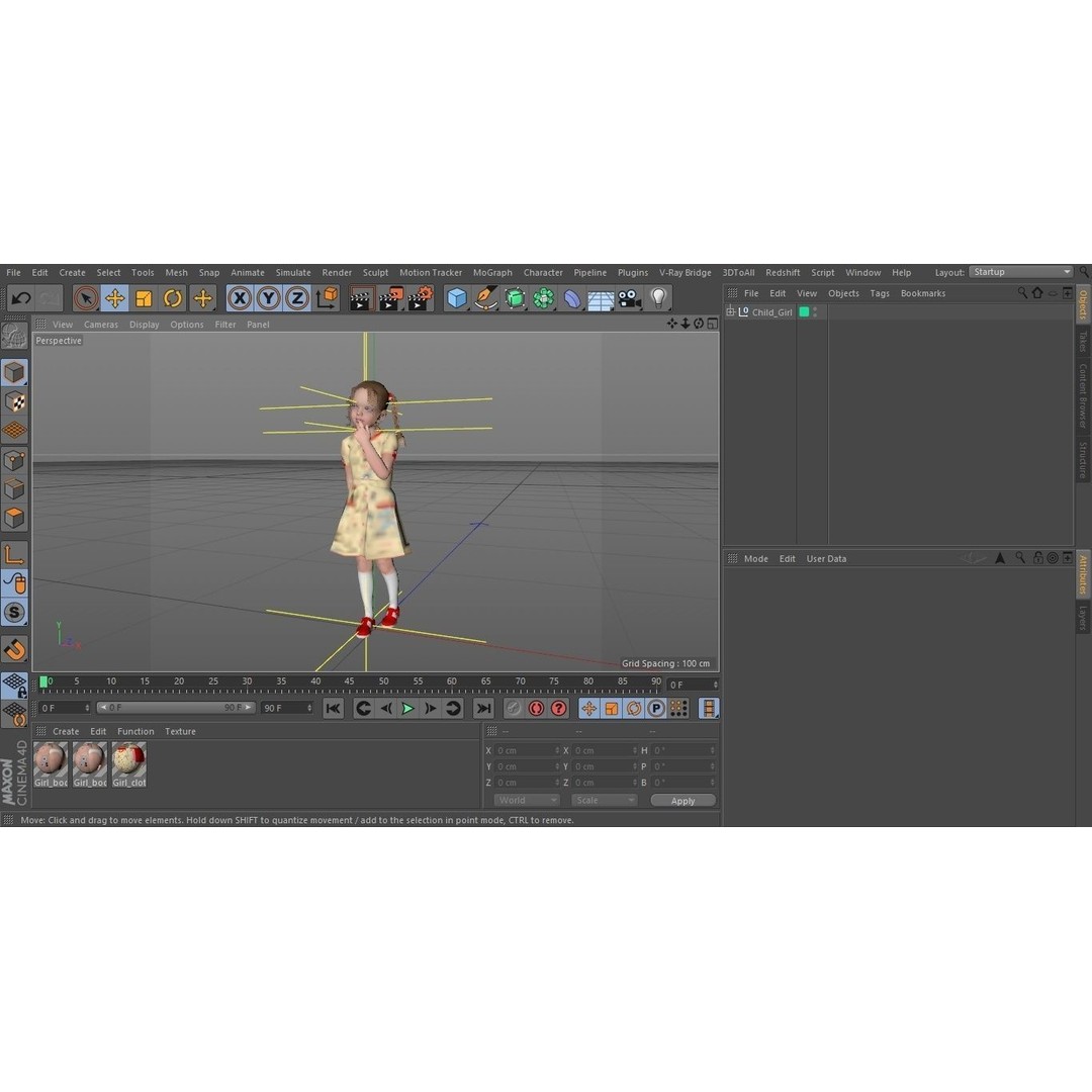 Child Girl 3D Model – Casual Fashion Character, PBR Textures - View 25