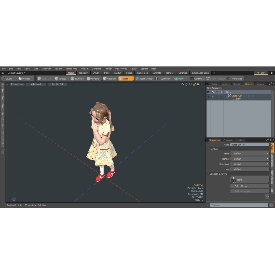Child Girl 3D Model – Casual Fashion Character, PBR Textures - View 26