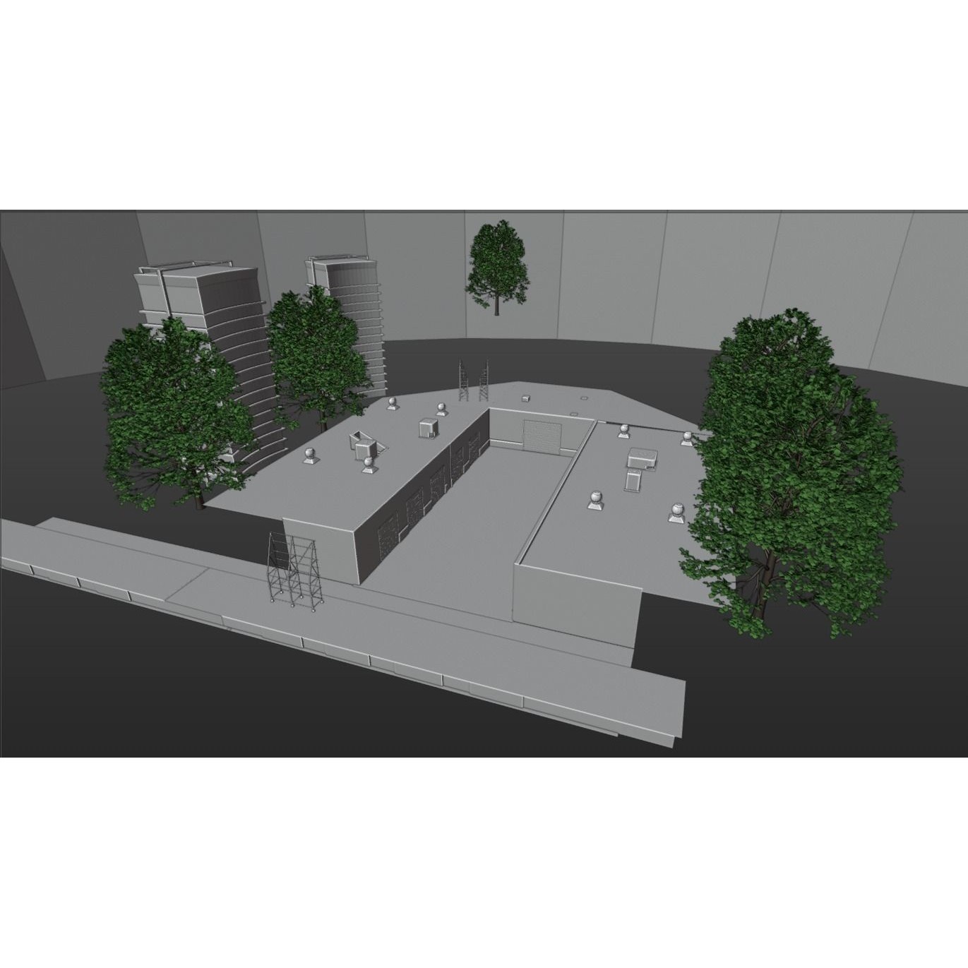 Street Alleyway Environment - Low-Poly Game-Ready 3D Model - View 10