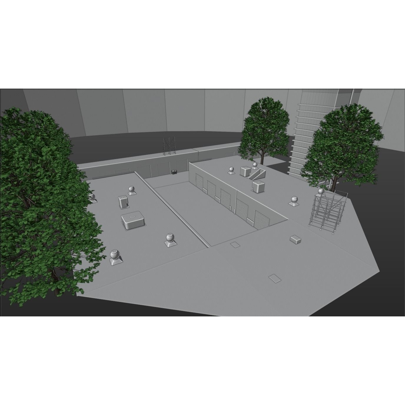 Street Alleyway Environment - Low-Poly Game-Ready 3D Model - View 11