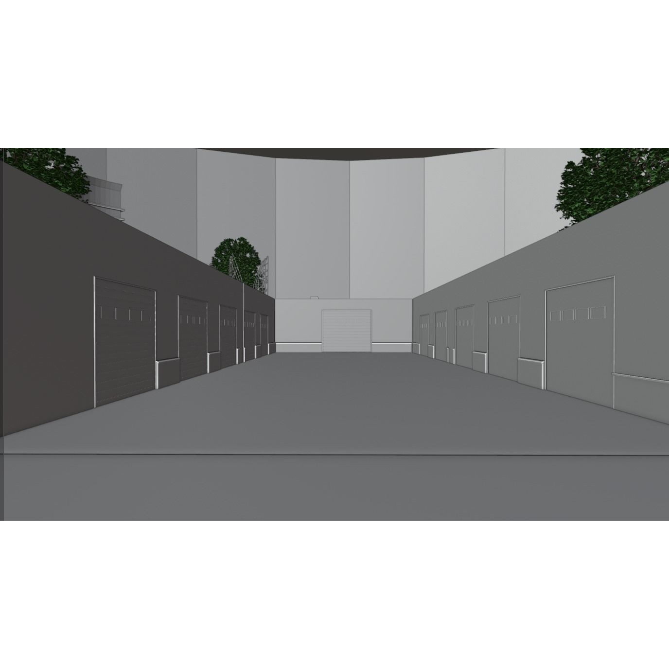 Street Alleyway Environment - Low-Poly Game-Ready 3D Model - View 12