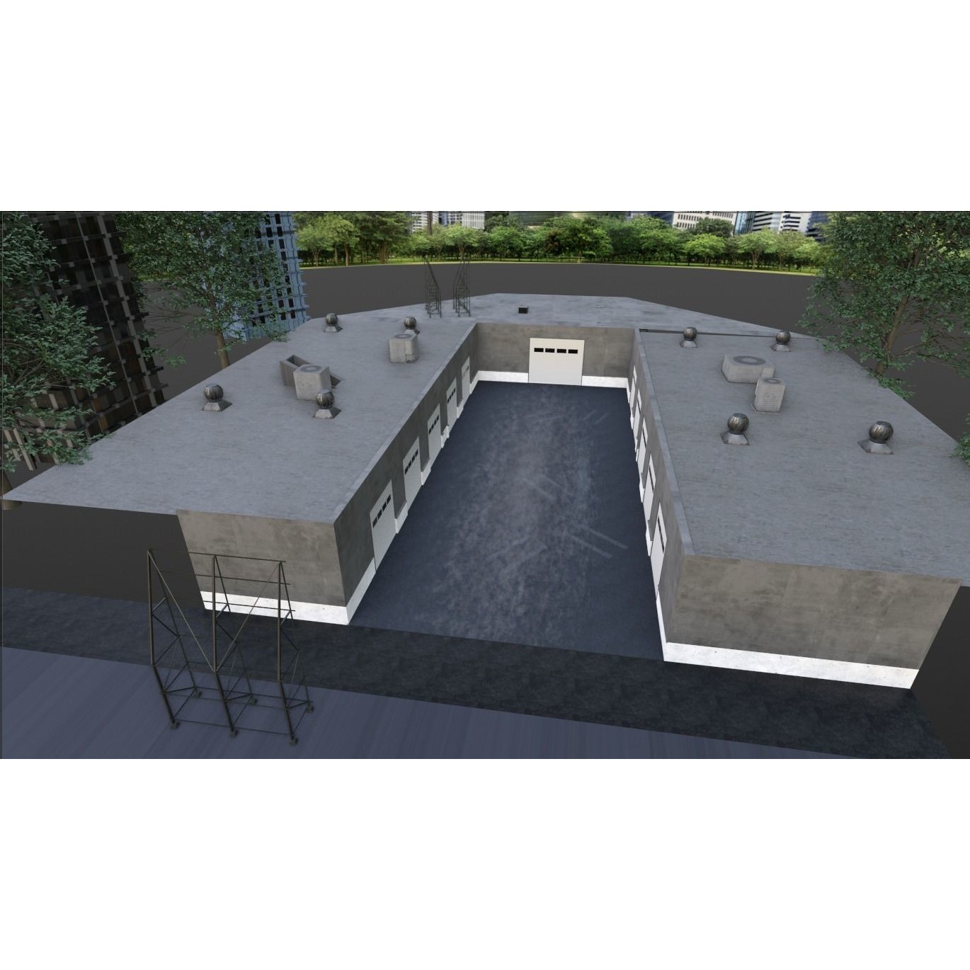 Street Alleyway Environment - Low-Poly Game-Ready 3D Model - View 14