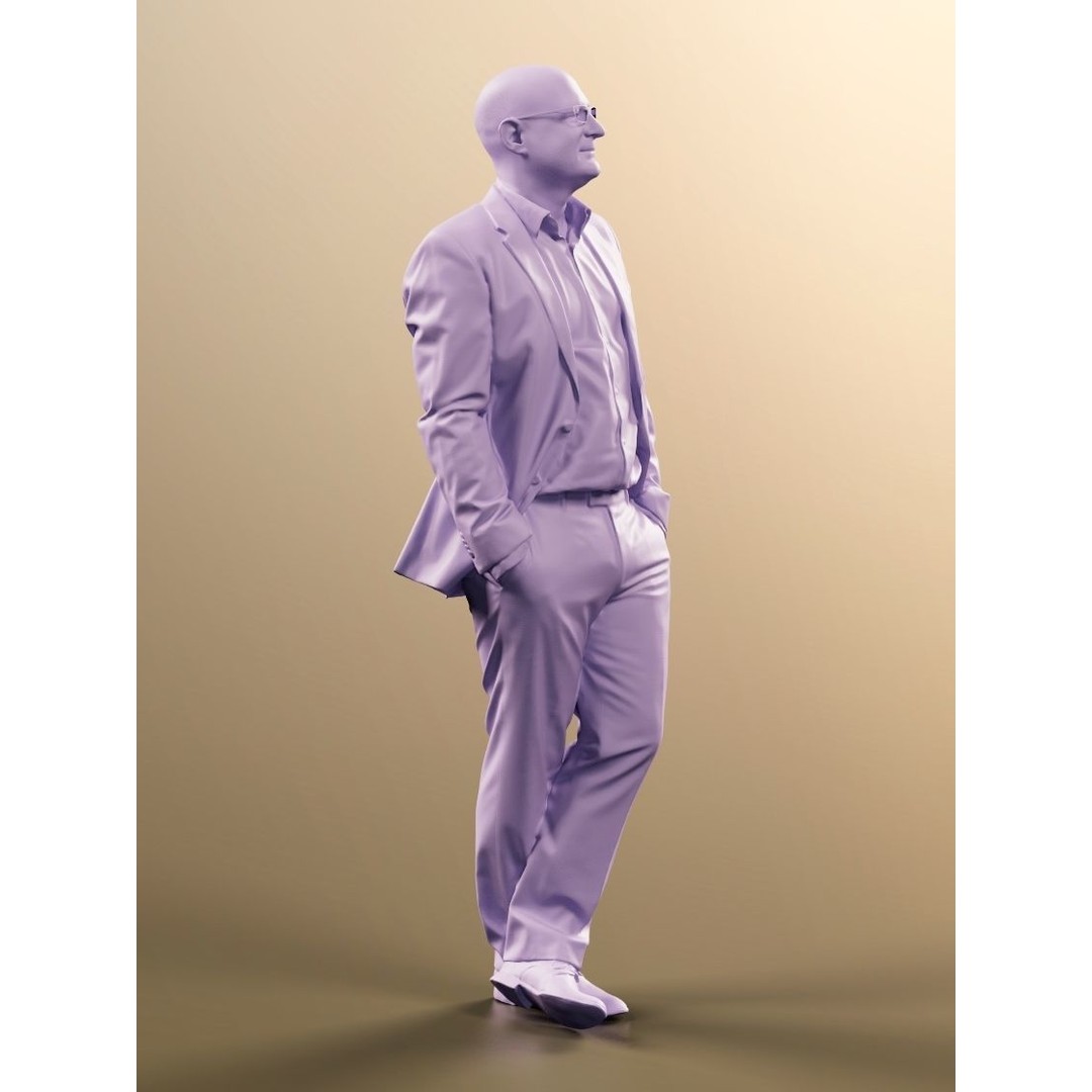 Business Man Crossing Legs 3D Model – High Poly Character, FBX, OBJ