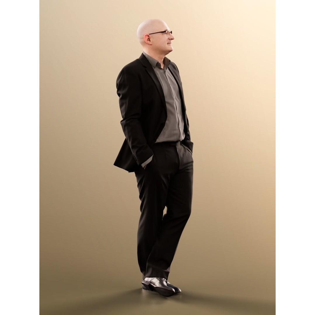 Business Man Crossing Legs 3D Model – High Poly Character, FBX, OBJ - View 11