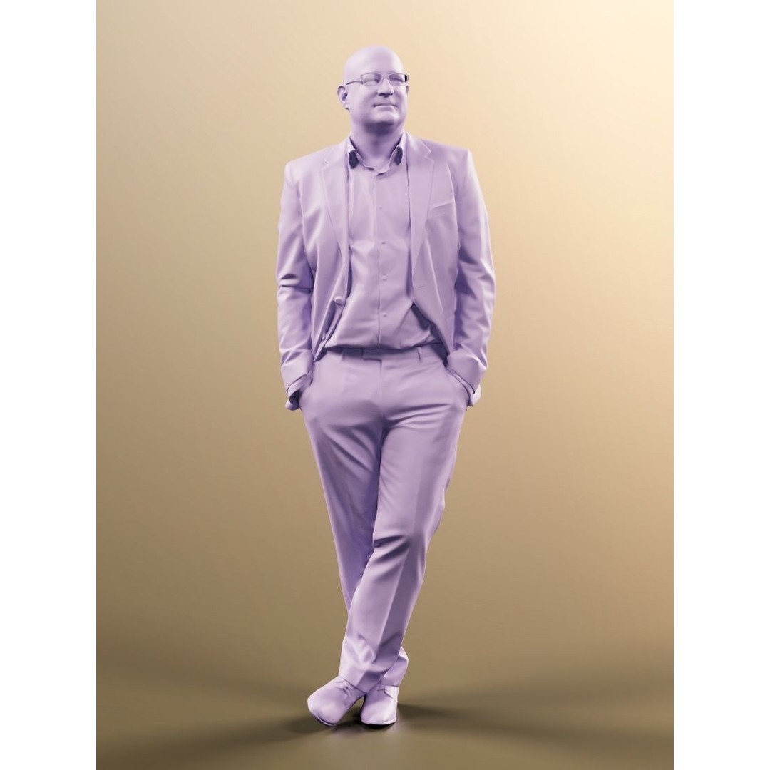 Business Man Crossing Legs 3D Model – High Poly Character, FBX, OBJ - View 12
