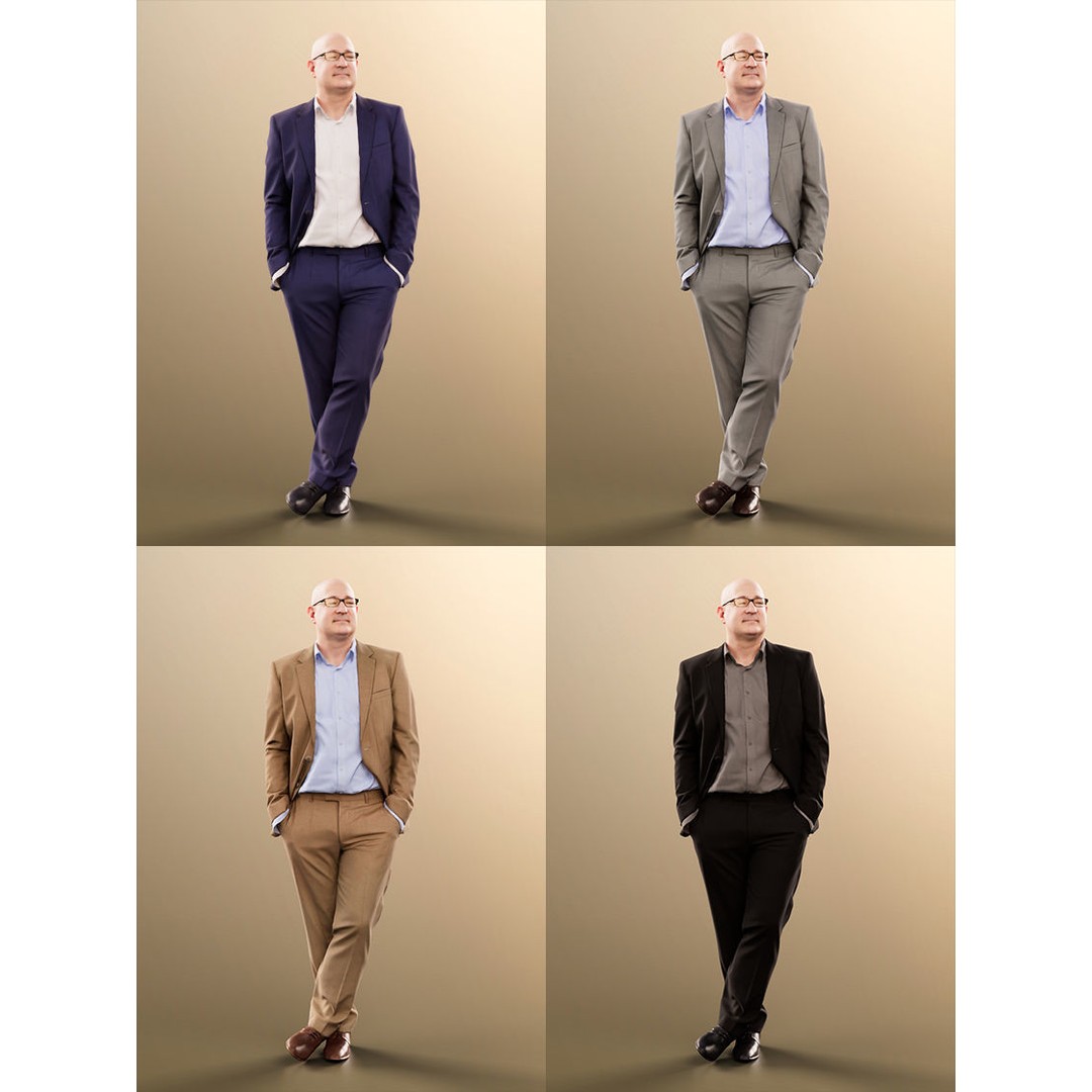 Business Man Crossing Legs 3D Model – High Poly Character, FBX, OBJ - View 3