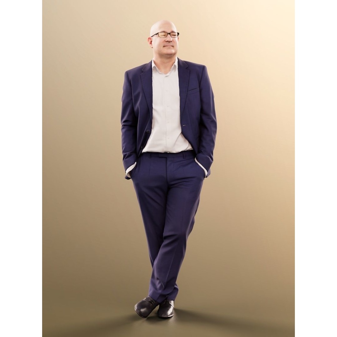 Business Man Crossing Legs 3D Model – High Poly Character, FBX, OBJ - View 4