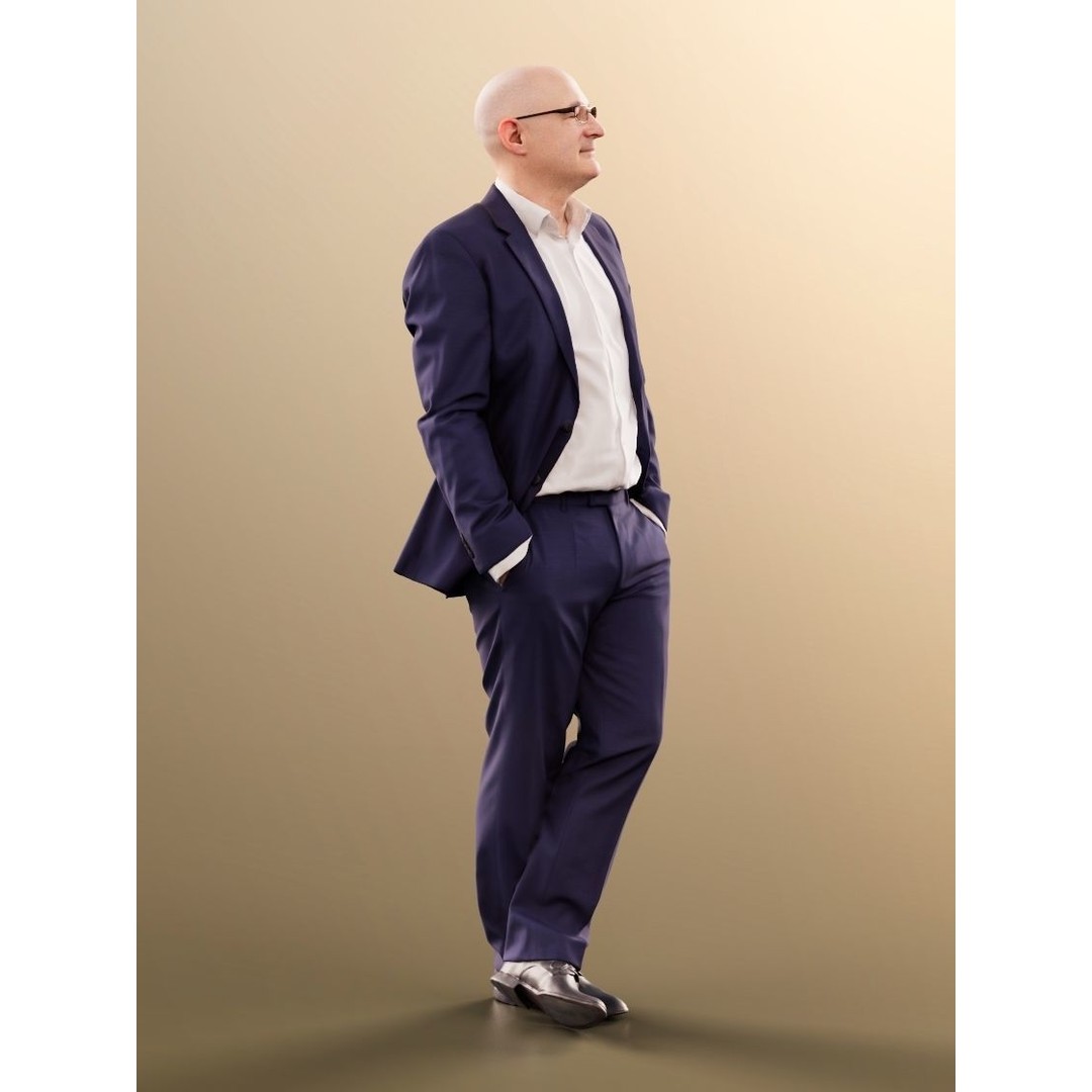 Business Man Crossing Legs 3D Model – High Poly Character, FBX, OBJ - View 5