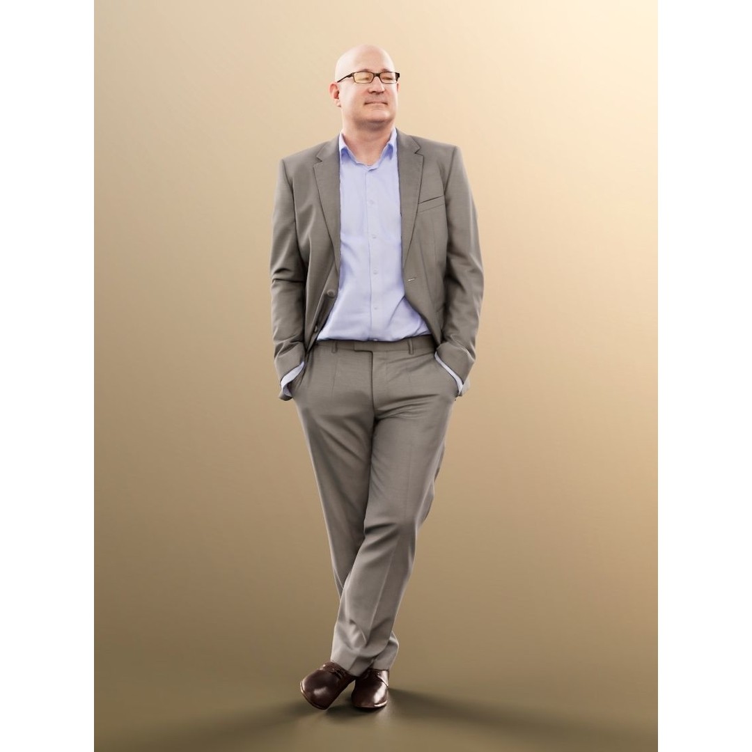 Business Man Crossing Legs 3D Model – High Poly Character, FBX, OBJ - View 6