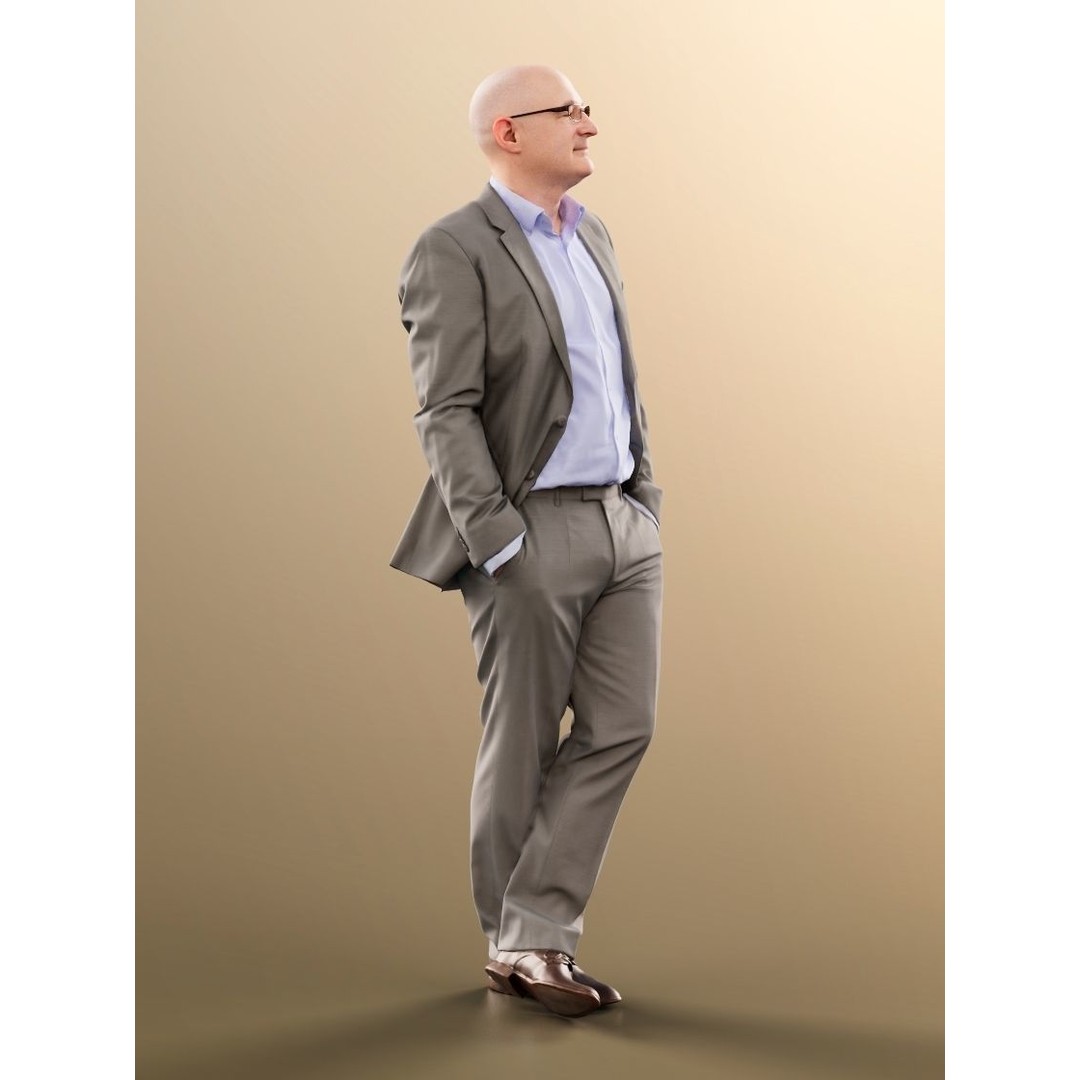 Business Man Crossing Legs 3D Model – High Poly Character, FBX, OBJ - View 7