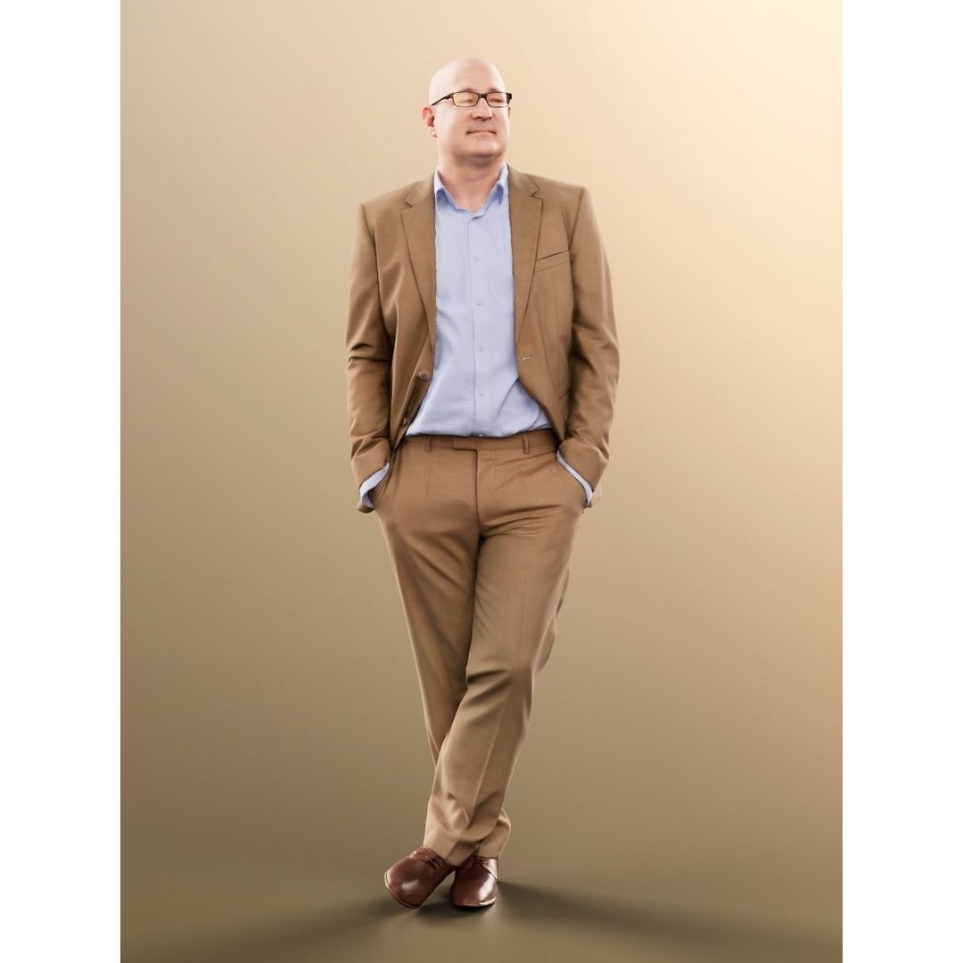 Business Man Crossing Legs 3D Model – High Poly Character, FBX, OBJ - View 8