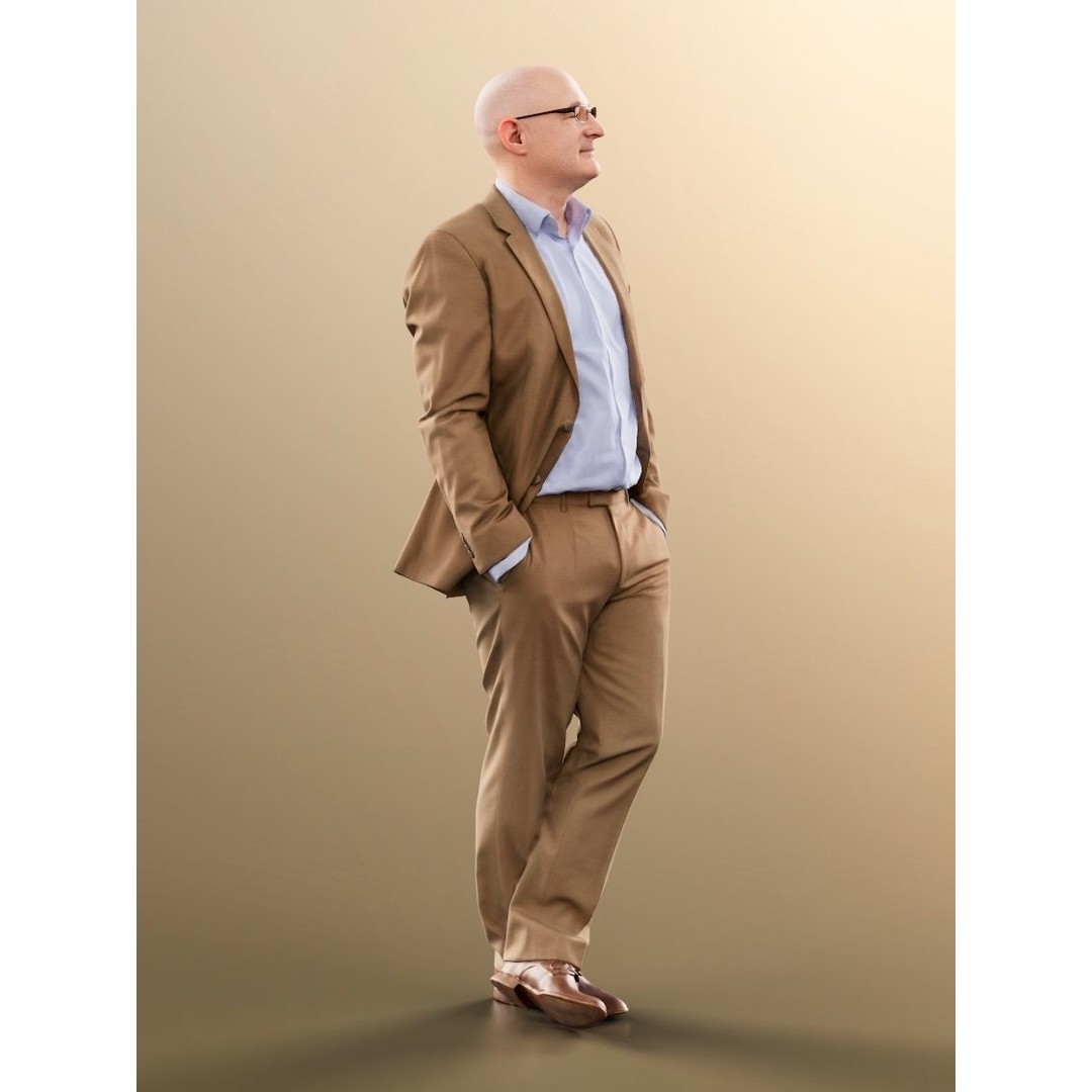 Business Man Crossing Legs 3D Model – High Poly Character, FBX, OBJ - View 9