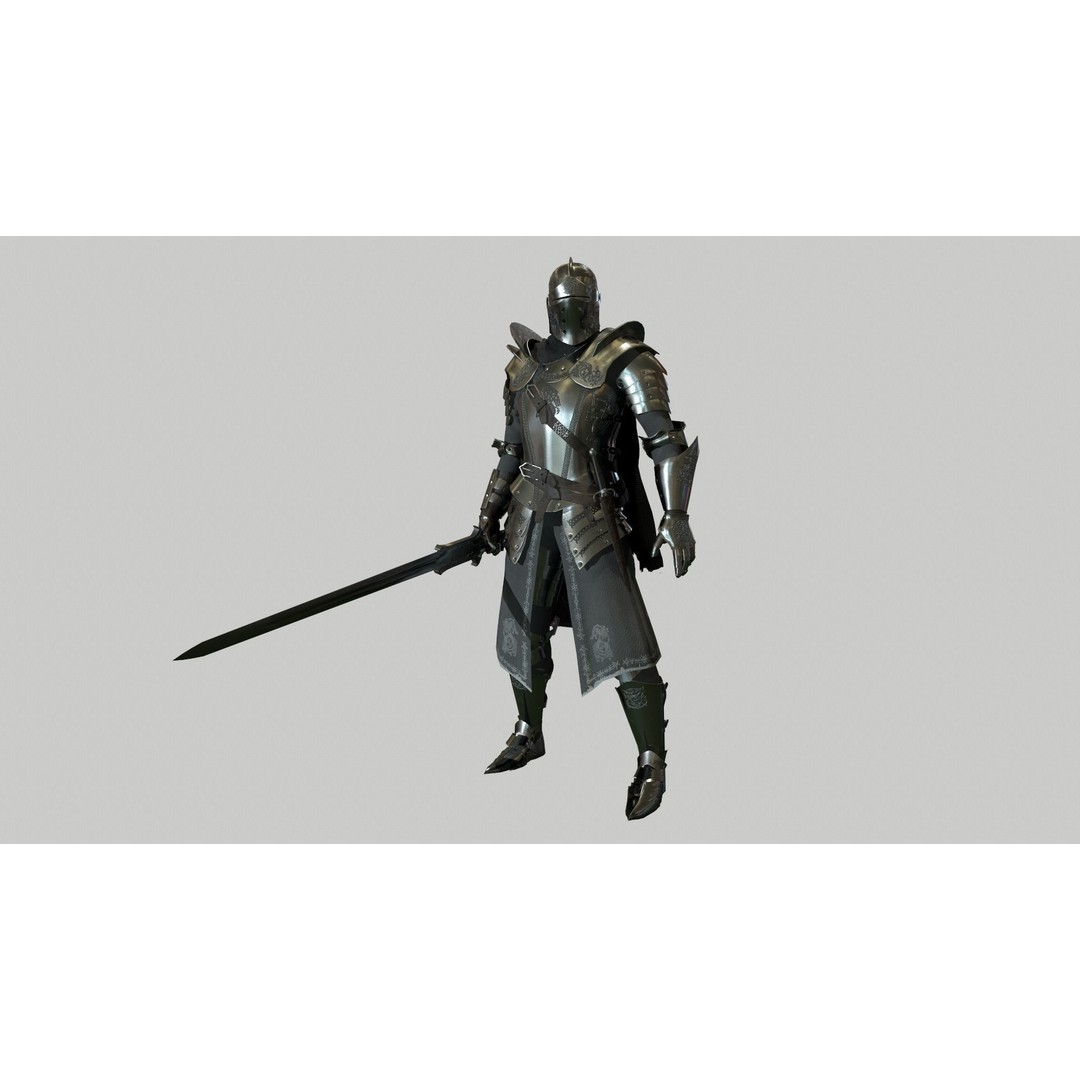 Knight 3D Model – Low Poly Rigged Character with 18 Animations - View 11