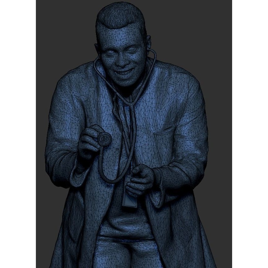 Caucasian Doctor 3D Model – Low Poly Character with Stethoscope, FBX, OBJ