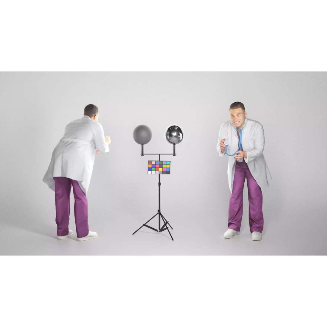 Caucasian Doctor 3D Model – Low Poly Character with Stethoscope, FBX, OBJ - View 2