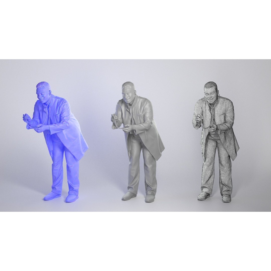 Caucasian Doctor 3D Model – Low Poly Character with Stethoscope, FBX, OBJ - View 5