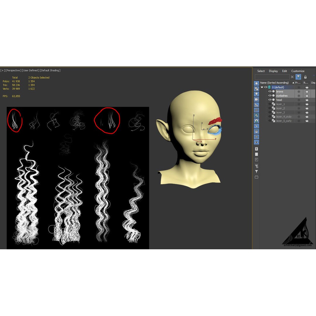 Curly Hair 3D Model – Low Poly PBR Game Asset for Unreal Engine