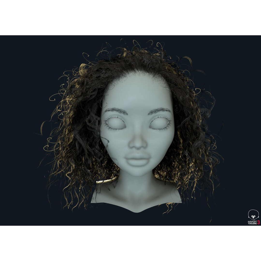 Curly Hair 3D Model – Low Poly PBR Game Asset for Unreal Engine - View 10