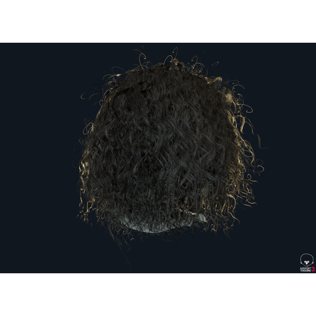 Curly Hair 3D Model – Low Poly PBR Game Asset for Unreal Engine - View 11