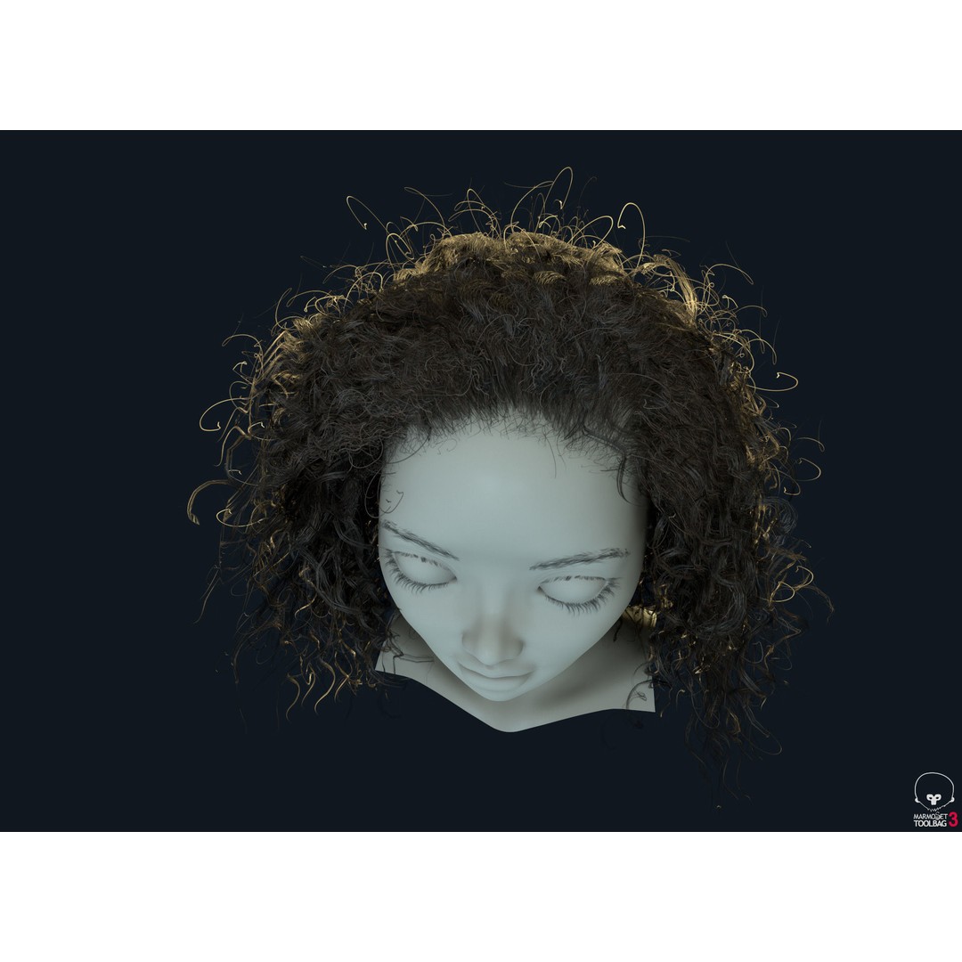 Curly Hair 3D Model – Low Poly PBR Game Asset for Unreal Engine - View 13