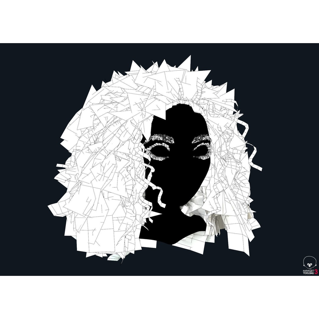 Curly Hair 3D Model – Low Poly PBR Game Asset for Unreal Engine - View 14