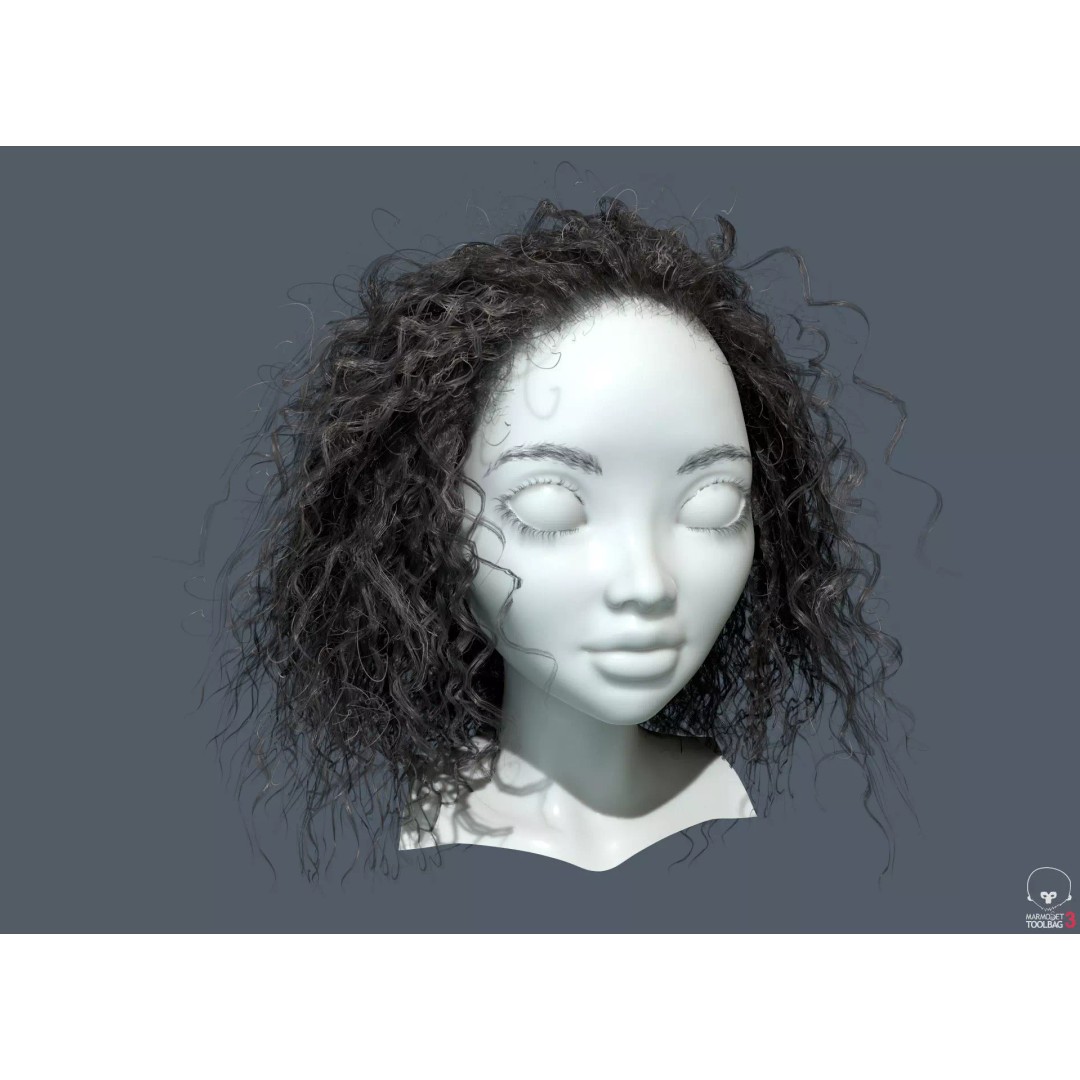 Curly Hair 3D Model – Low Poly PBR Game Asset for Unreal Engine - View 2