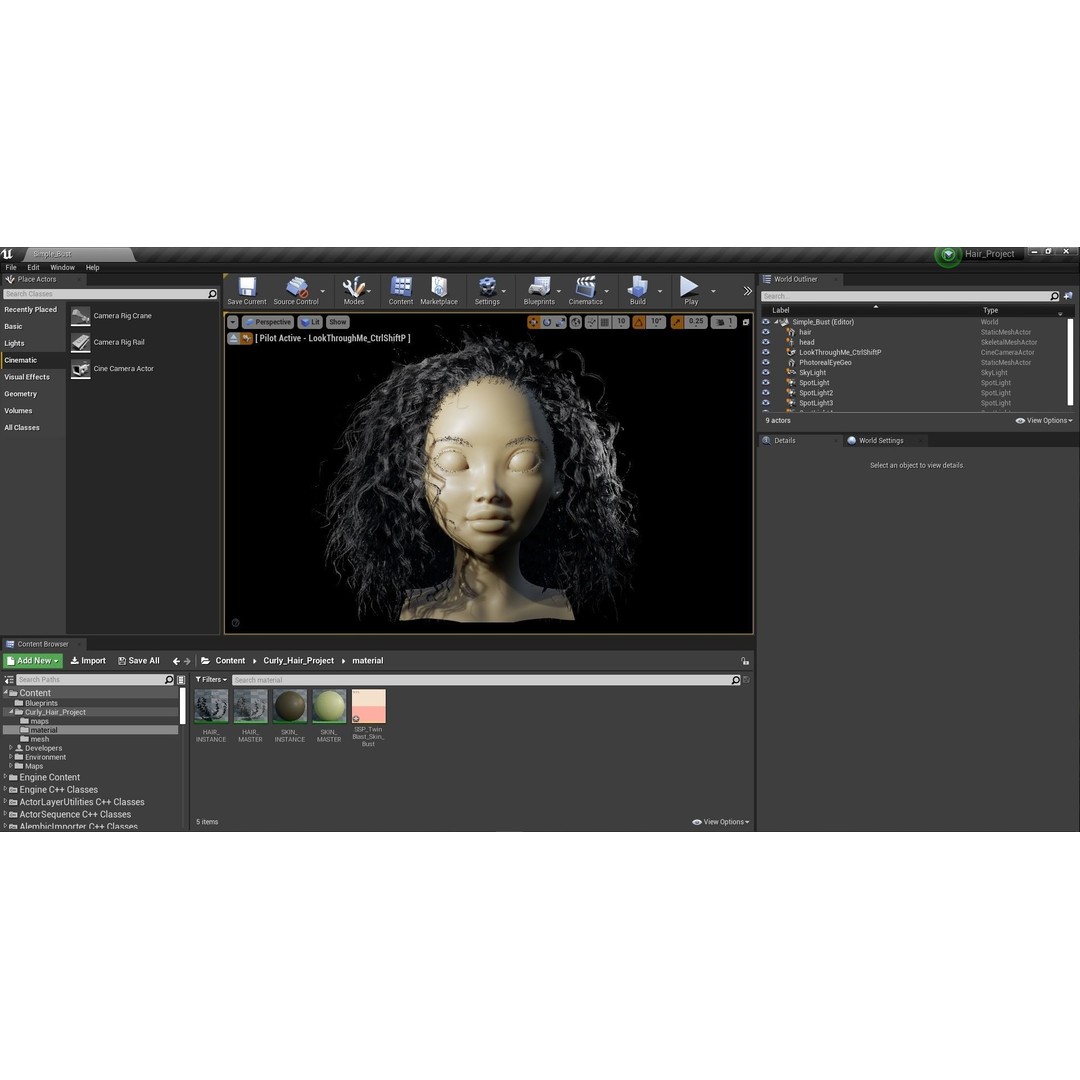 Curly Hair 3D Model – Low Poly PBR Game Asset for Unreal Engine - View 3