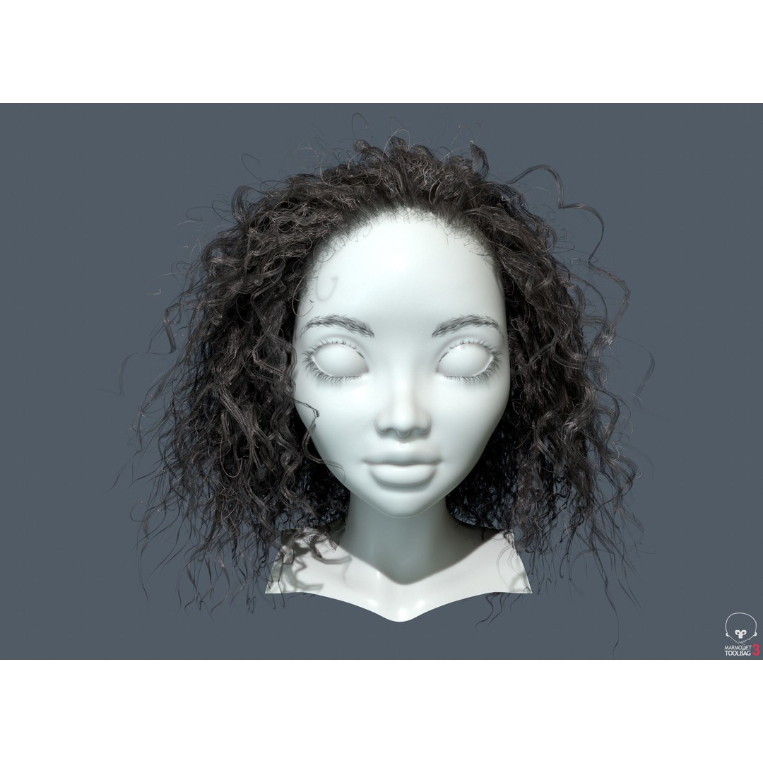 Curly Hair 3D Model – Low Poly PBR Game Asset for Unreal Engine - View 4
