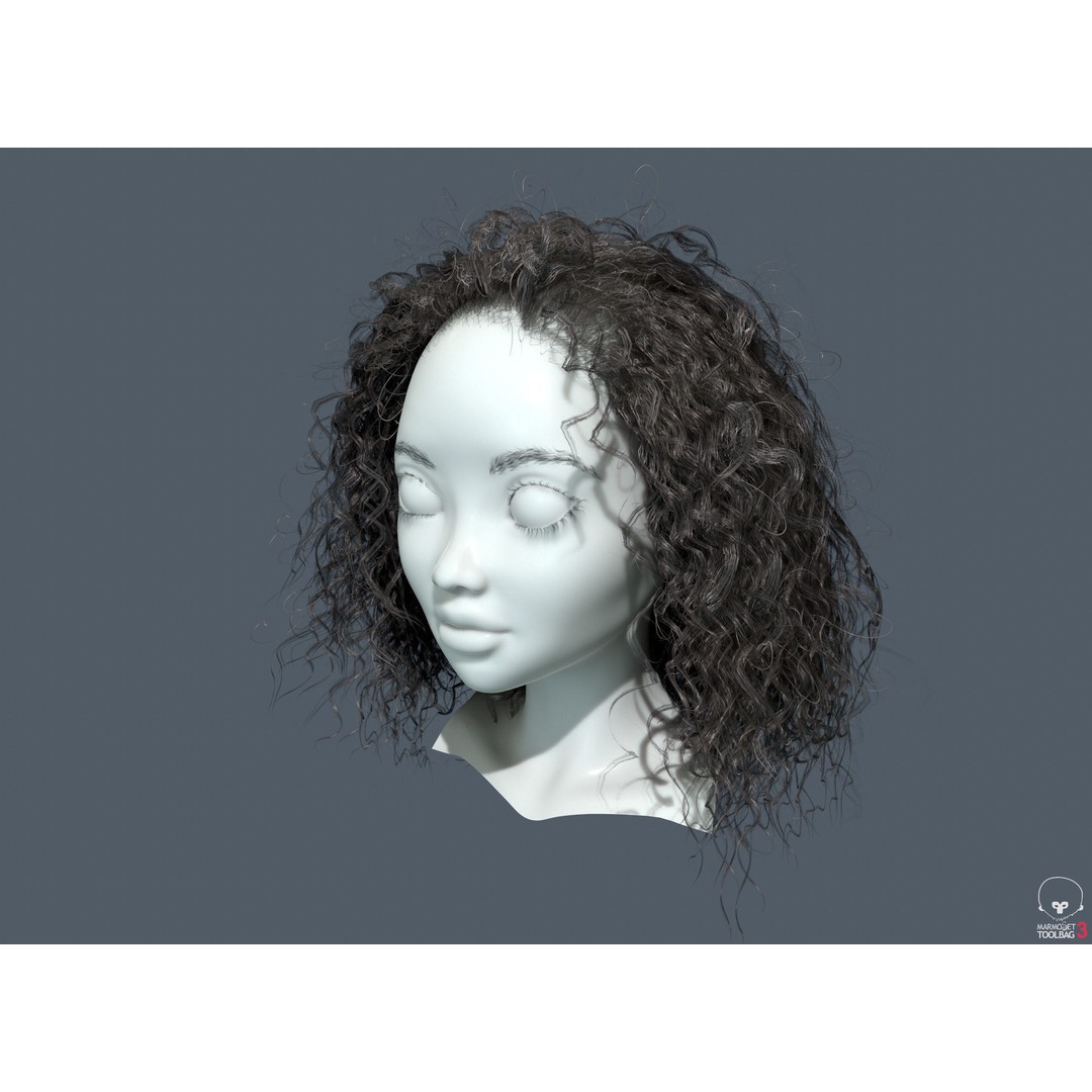 Curly Hair 3D Model – Low Poly PBR Game Asset for Unreal Engine - View 5