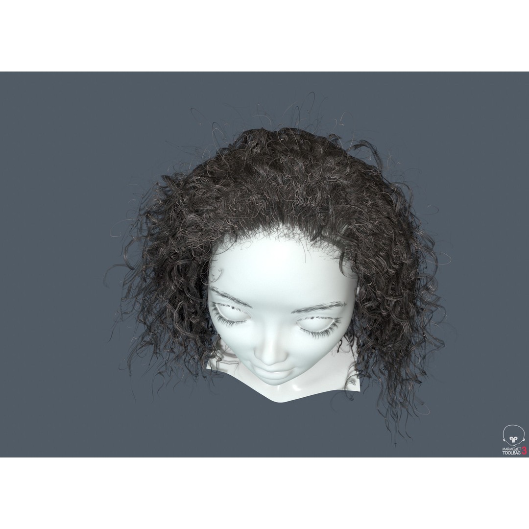 Curly Hair 3D Model – Low Poly PBR Game Asset for Unreal Engine - View 6